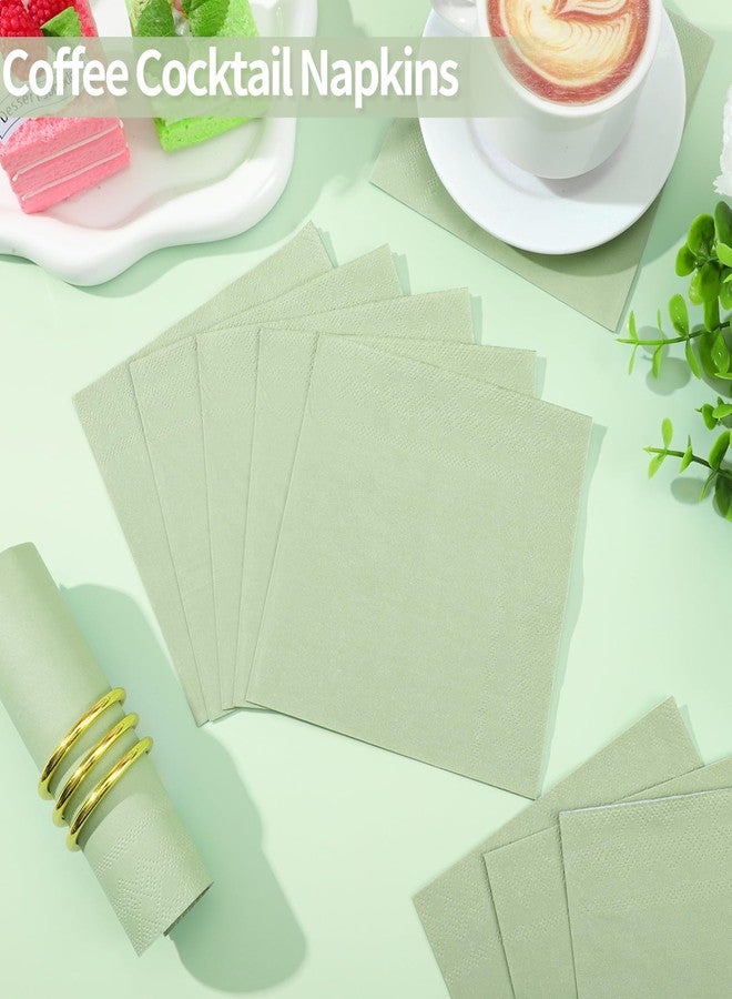 NatNarr 120 Pcs Cocktail Napkins Sage Green Napkins Disposable Wedding Napkins Sage Green Dessert Napkin for Birthday Baby Bridal Shower, Tea Party, 5 x 5 Inch - Image 4